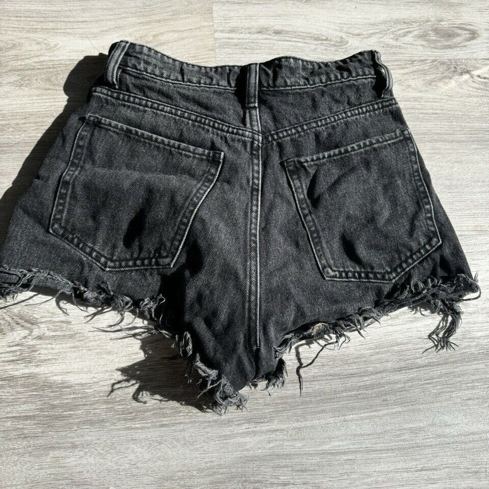 NWOT ZARA Women Junior Black Denim Cut Off Short Shorts Size 2 #494 - Picture 3 of 4